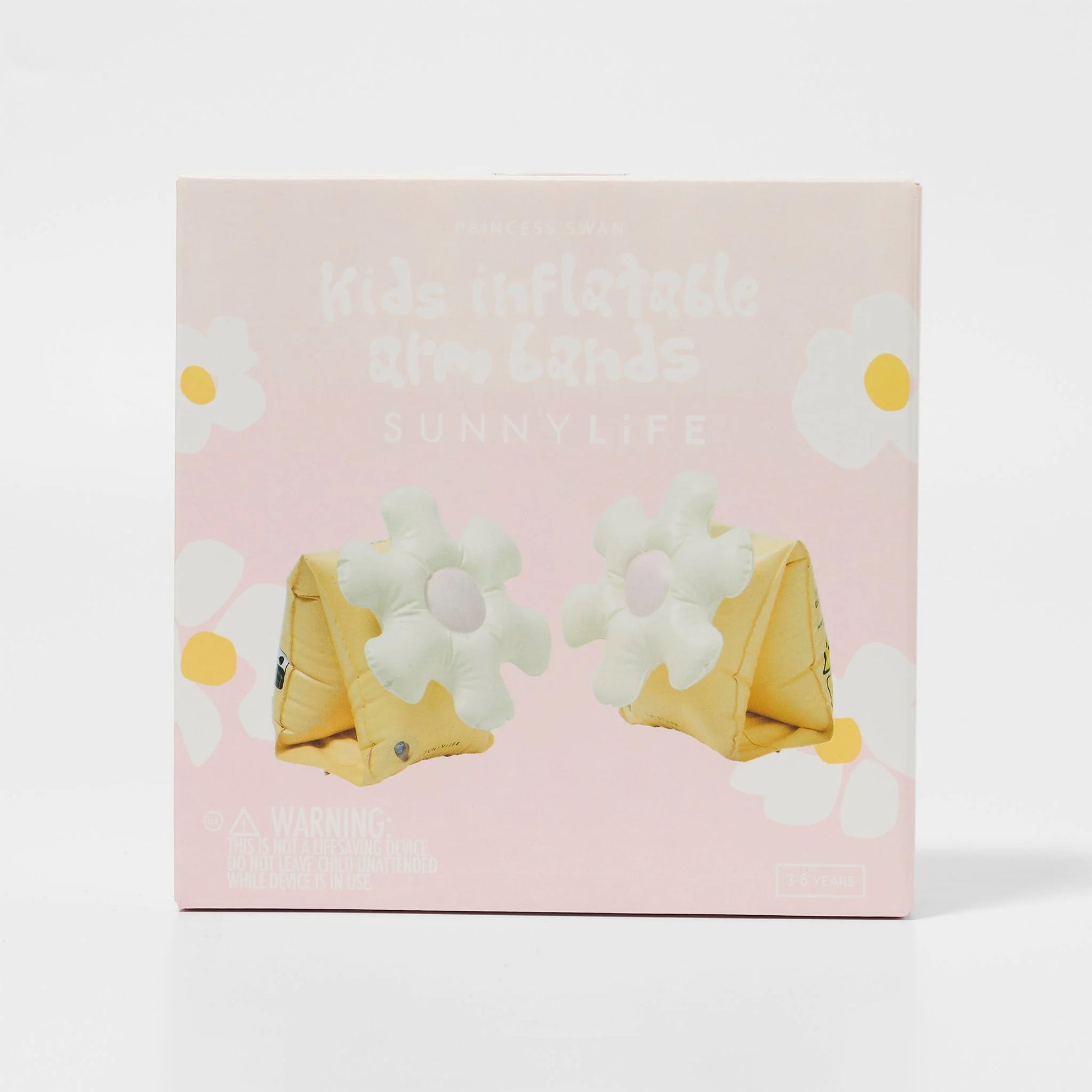 Dmuchane rękawki dla dzieci SUNNY LIFE w żółtym kolorze z białymi kwiatami