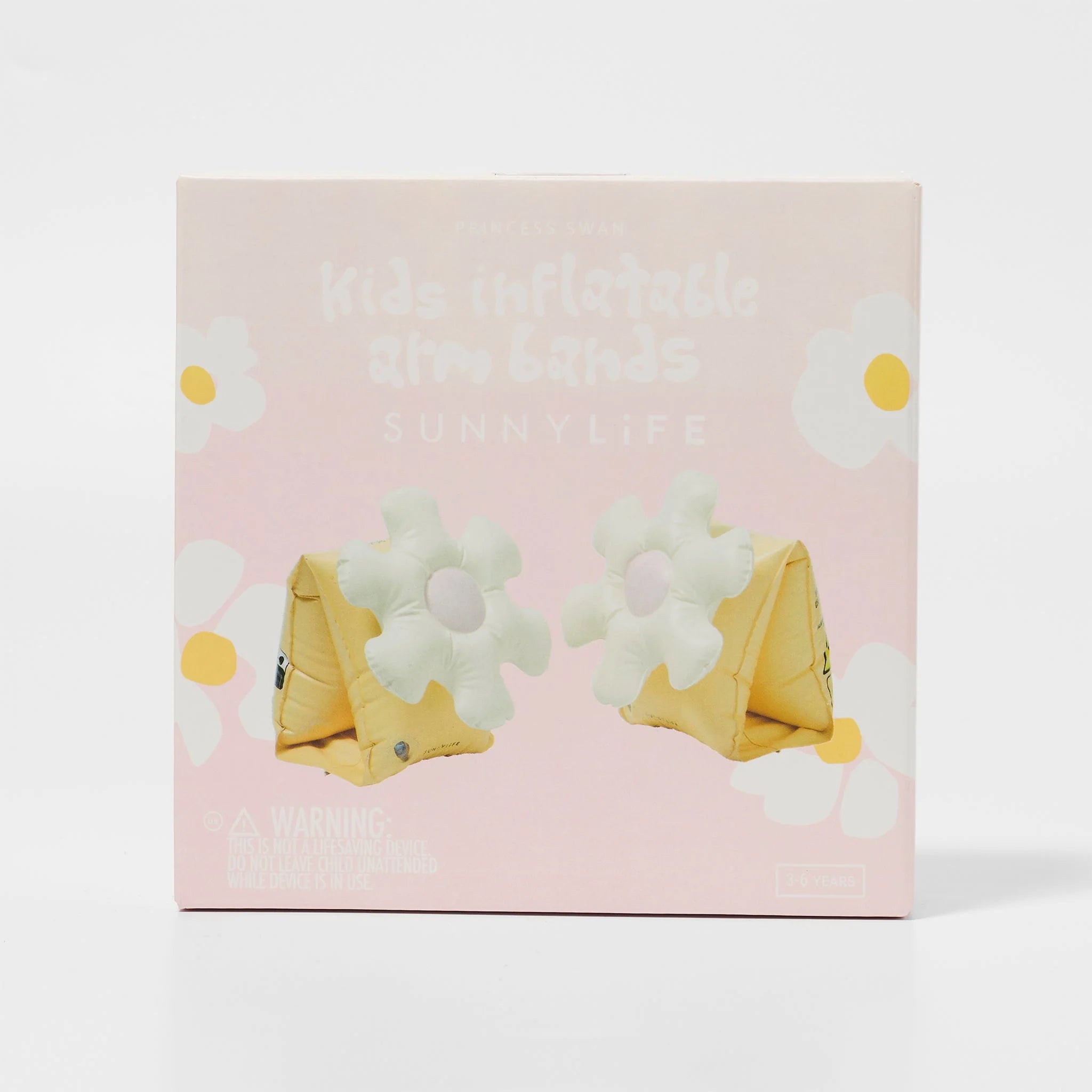 Dmuchane rękawki dla dzieci SUNNY LIFE w żółtym kolorze z białymi kwiatami