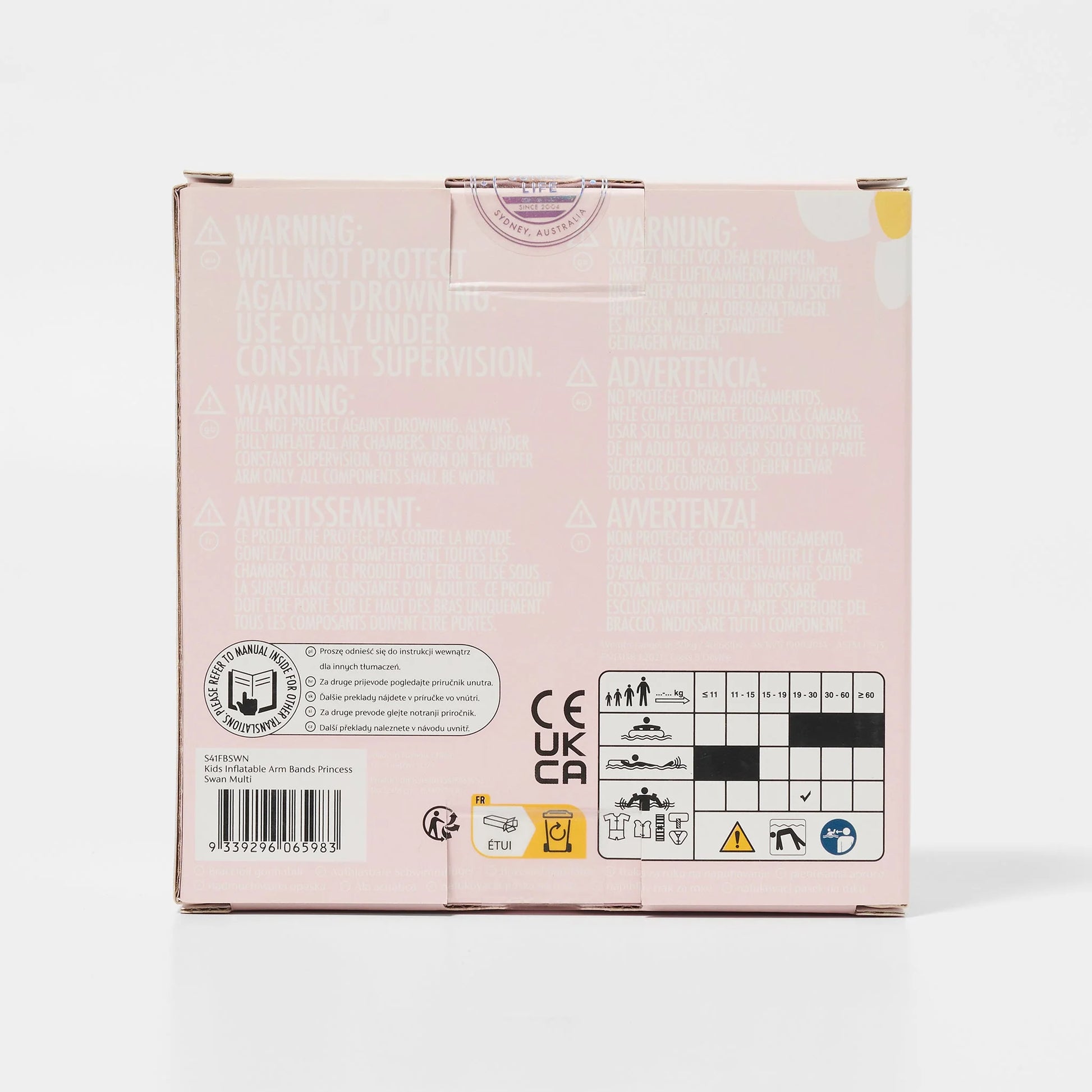 Opakowanie produktu SUNNY LIFE z dmuchanymi rękawkami dla dzieci w kolorze różowym