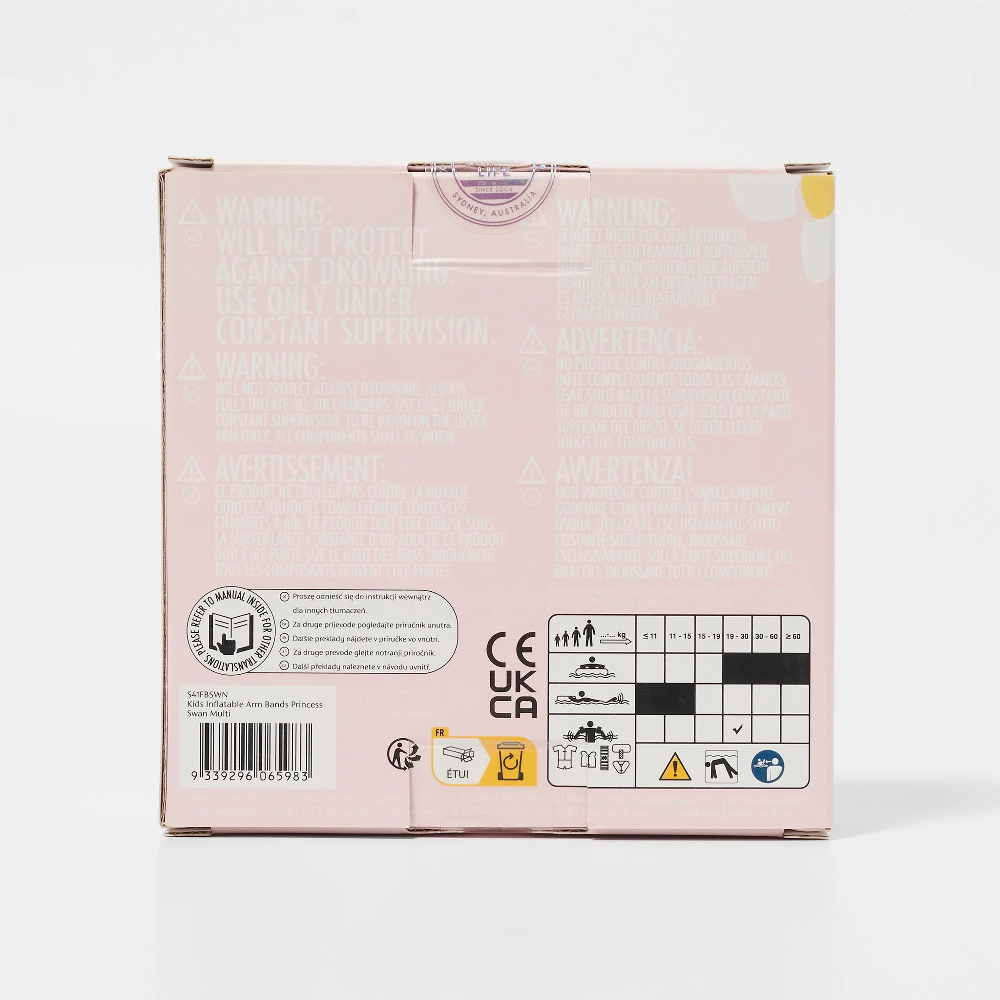 Opakowanie produktu SUNNY LIFE z dmuchanymi rękawkami dla dzieci w kolorze różowym