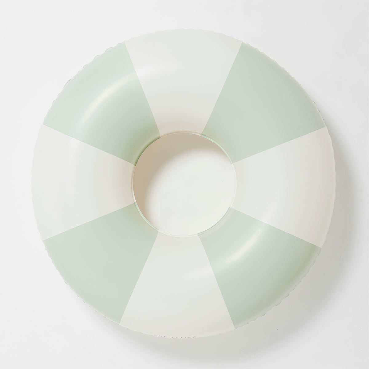 Koło do pływania dla dorosłych marki SUNNY LIFE w biało-zielone paski do relaksu w basenie