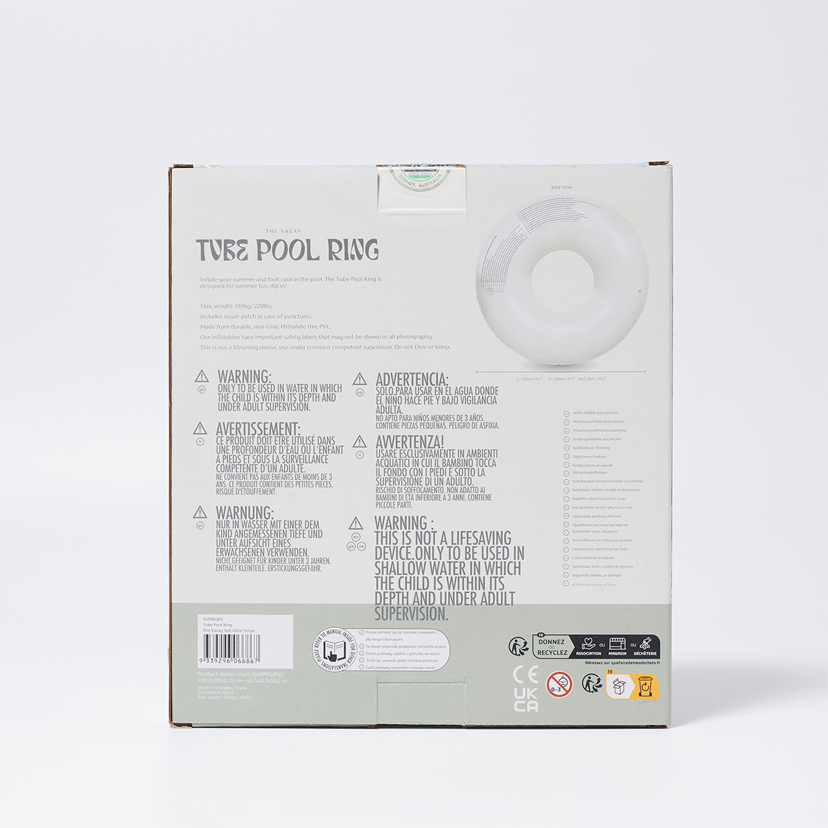 Opakowanie koła do pływania dla dorosłych SUNNY LIFE z białym dmuchanym kołem na basen