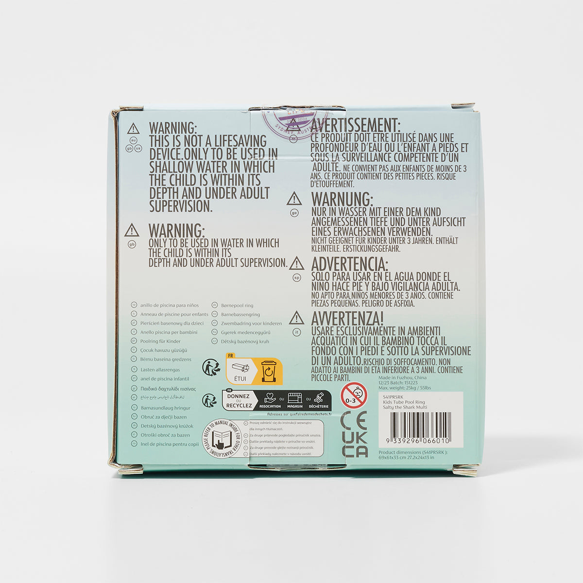 Opakowanie z instrukcjami bezpieczeństwa koła do pływania dla dzieci od LOQI