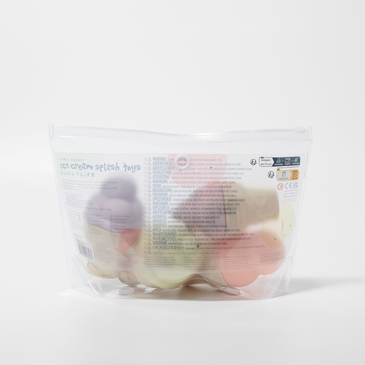 Przezroczysta torba z zabawkami do kąpieli dla dzieci marki LOQI w kształcie lodów