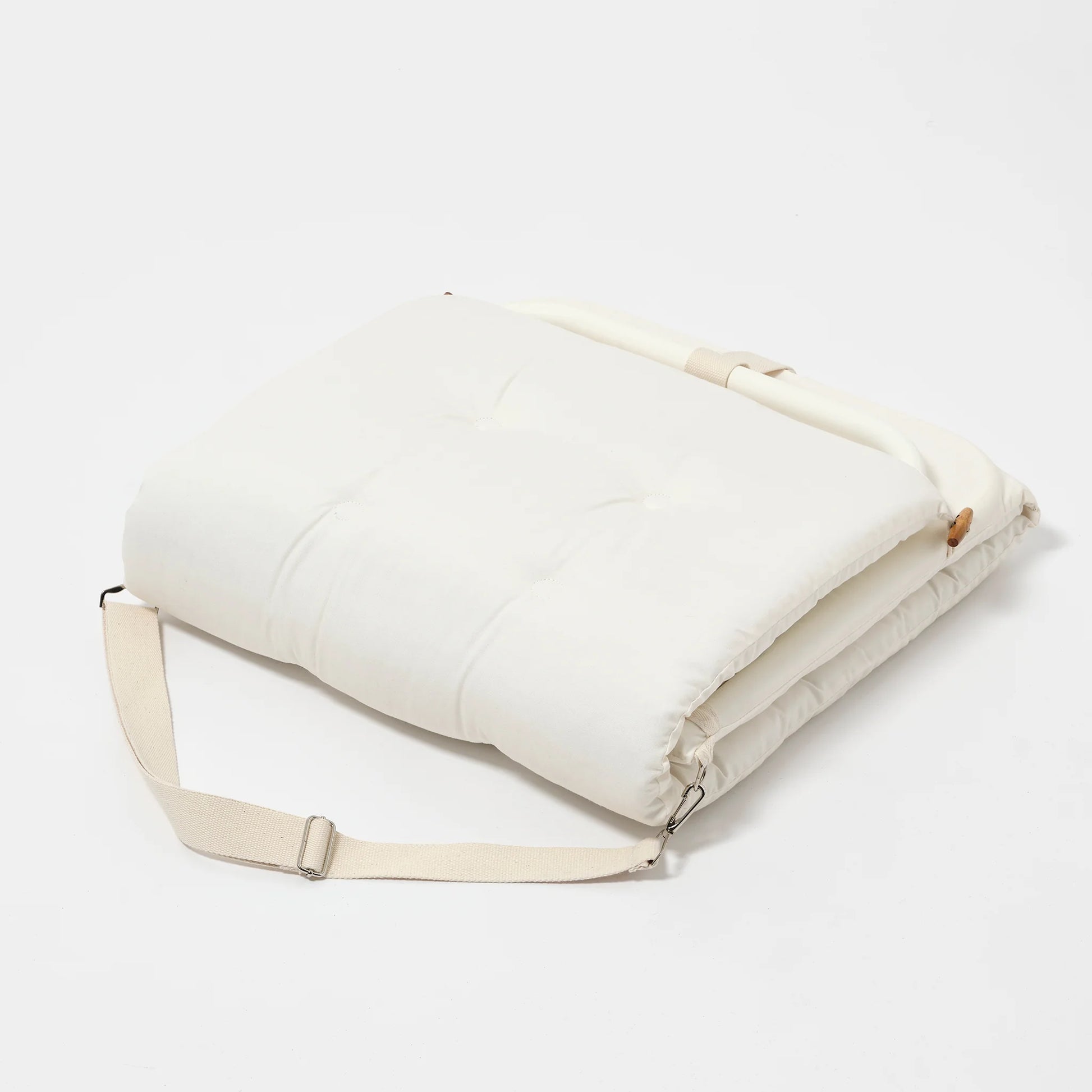 Składany biały rozkładany leżak plażowy Sunny Life z paskiem do przenoszenia