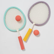 Piankowe rakietki plażowe LOQI w pastelowych kolorach z miękkimi pomarańczowymi piłkami