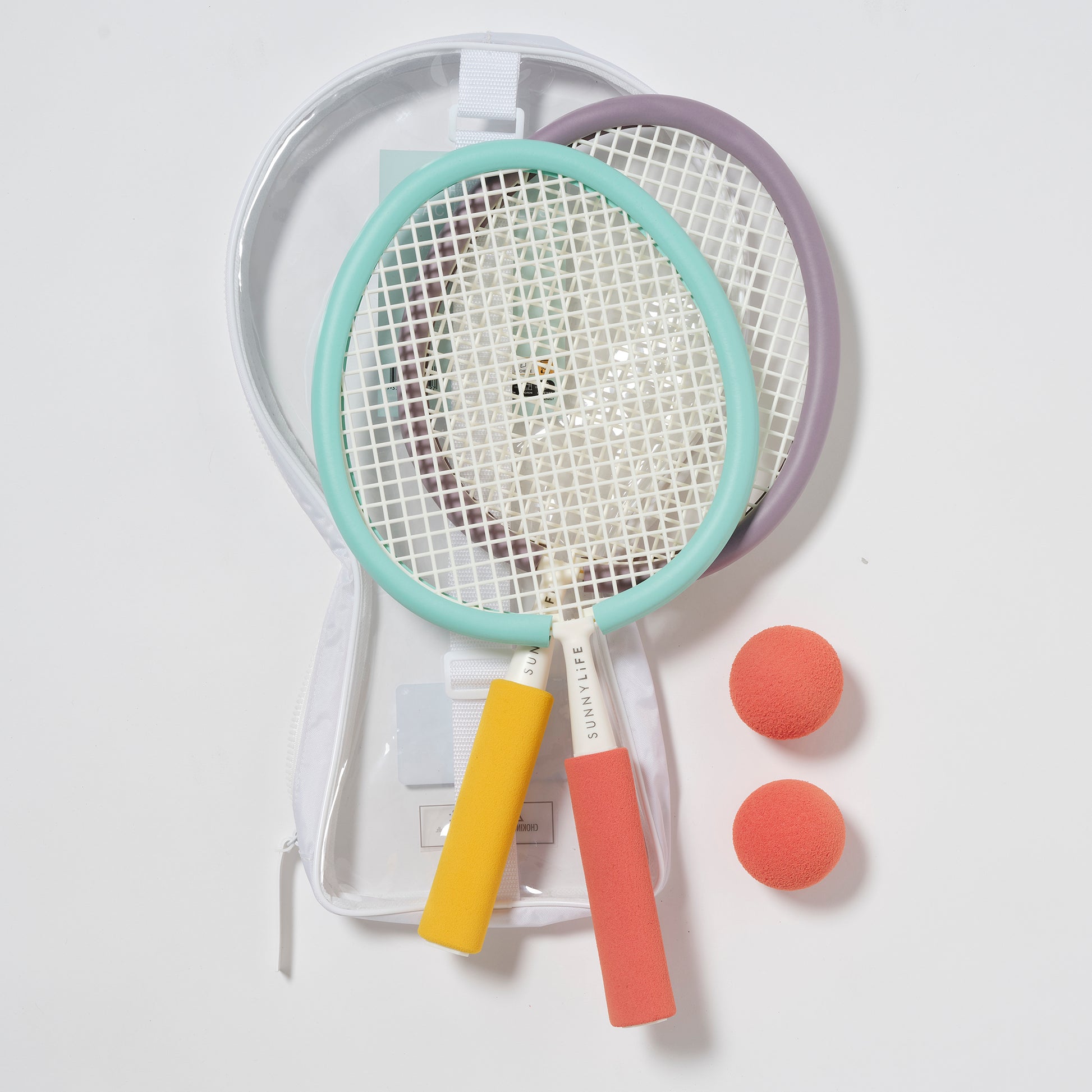 Zestaw piankowe rakietki plażowe LOQI z dwoma rakietkami i piłeczkami do gry plażowej