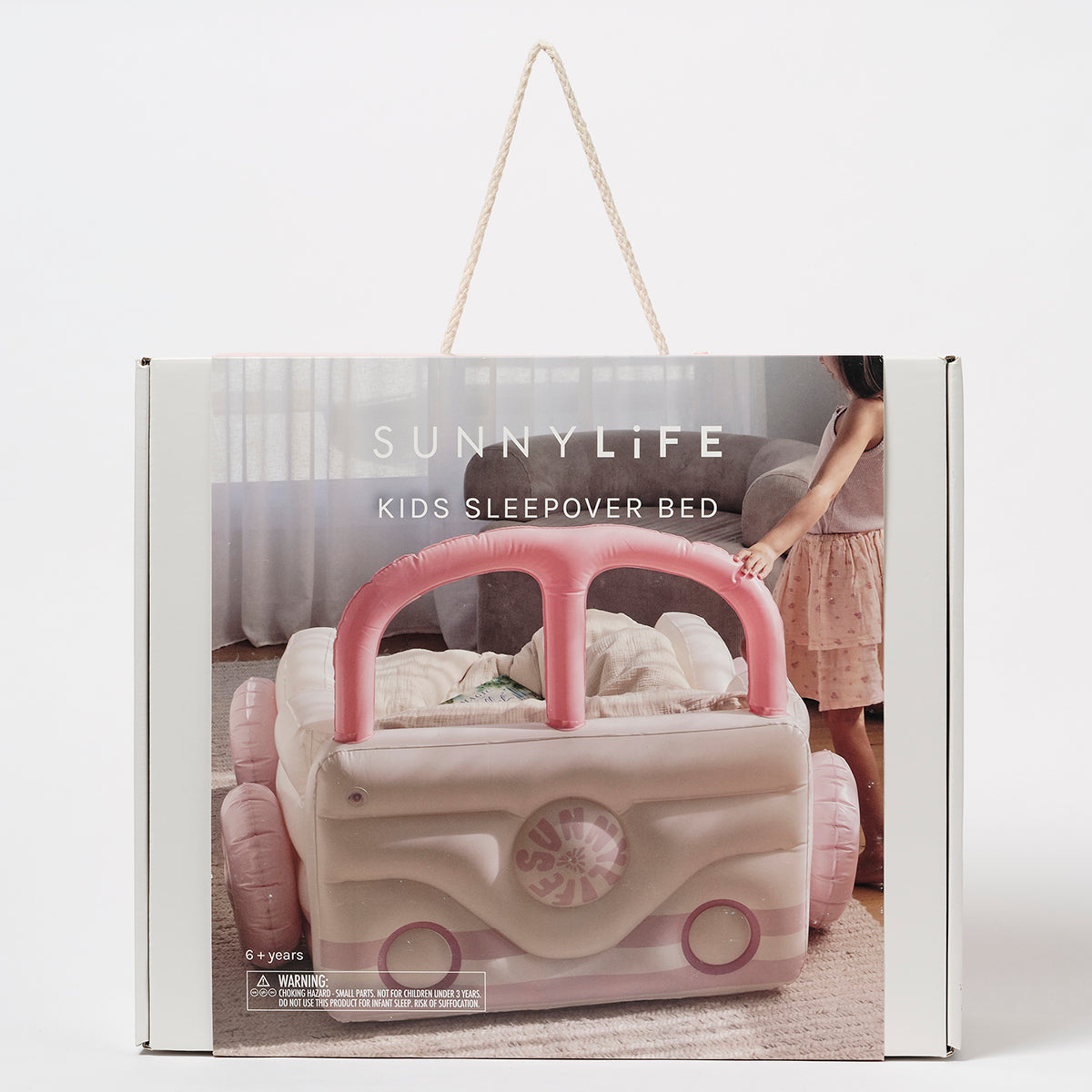 Dmuchane łóżko dziecięce Sunny Life w kształcie różowego pojazdu na przyjęcia dla dzieci