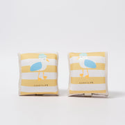 Rękawki do pływania dla dzieci LOQI z motywem mewy w paski w kolorze żółtym i białym