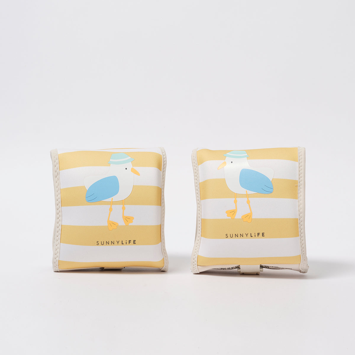 Rękawki do pływania dla dzieci LOQI z motywem mewy w paski w kolorze żółtym i białym