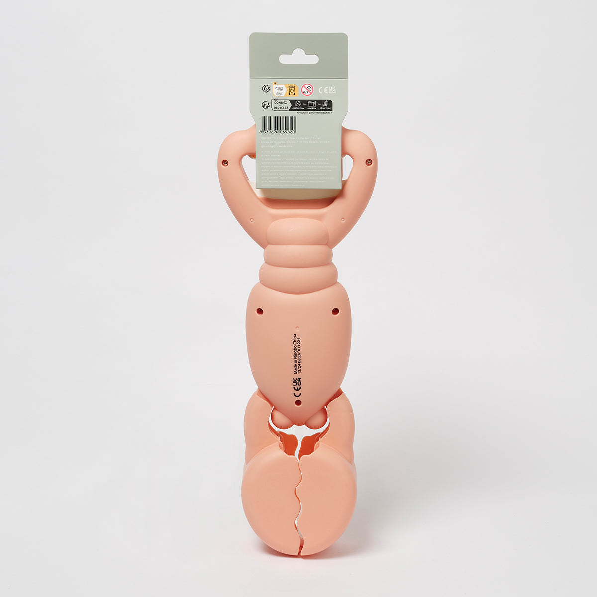 Łapki do piasku dla dzieci marki LOQI w kształcie różowego homara do zabawy na plaży