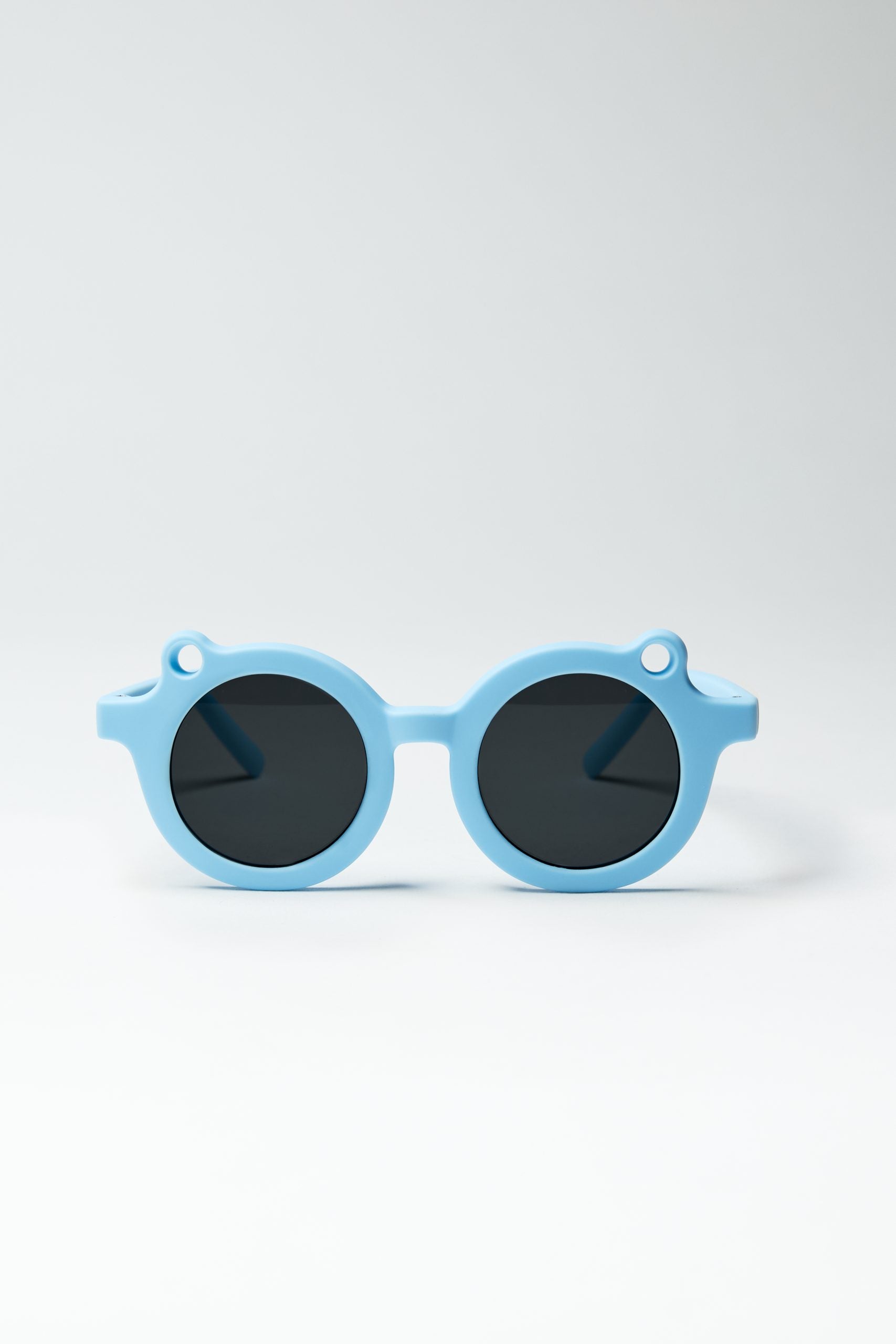 SumSun niebieskie okulary przeciwsłoneczne dla dzieci z okrągłymi czarnymi szkłami