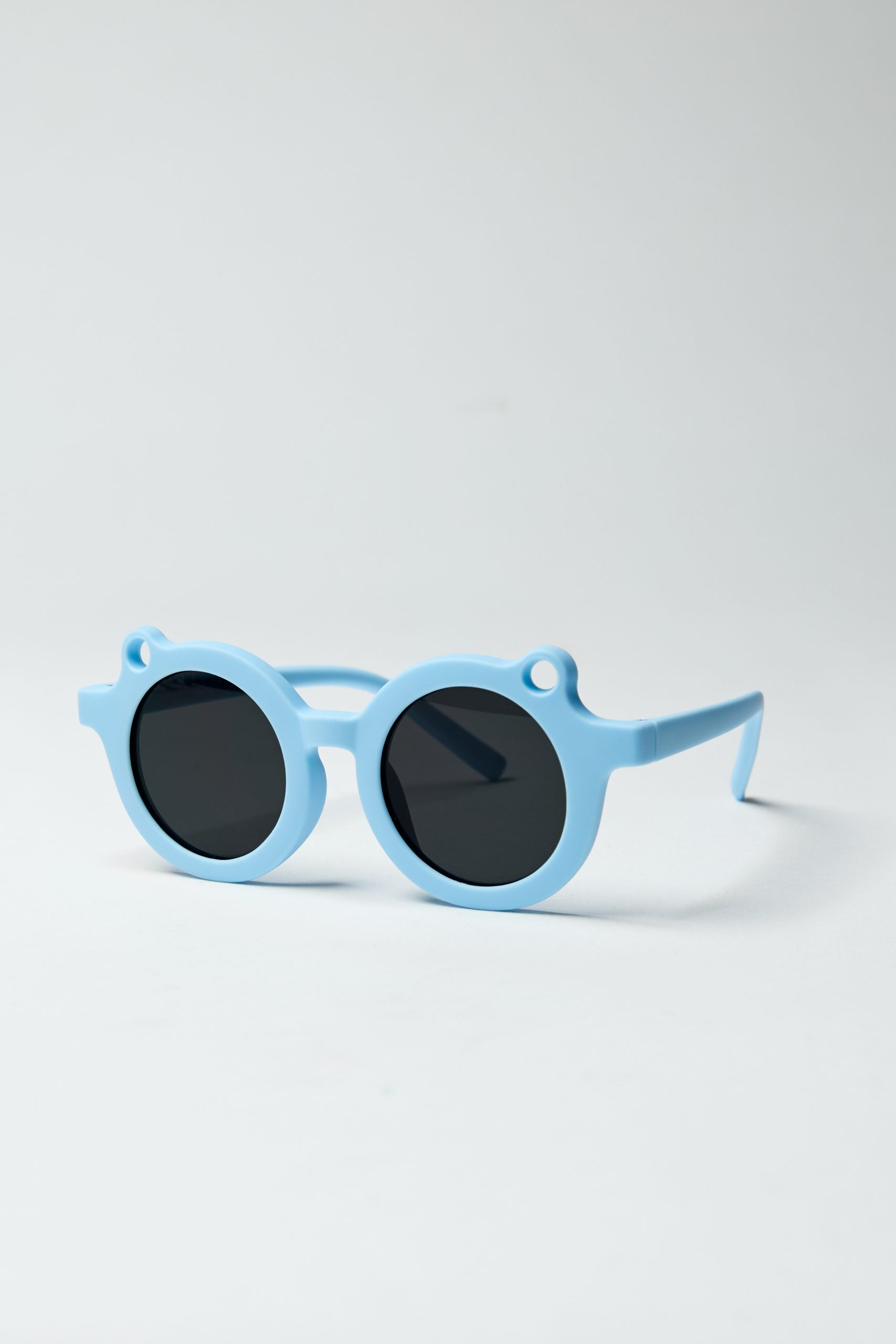 SumSun niebieskie okulary przeciwsłoneczne dla dzieci z okrągłymi czarnymi szkłami