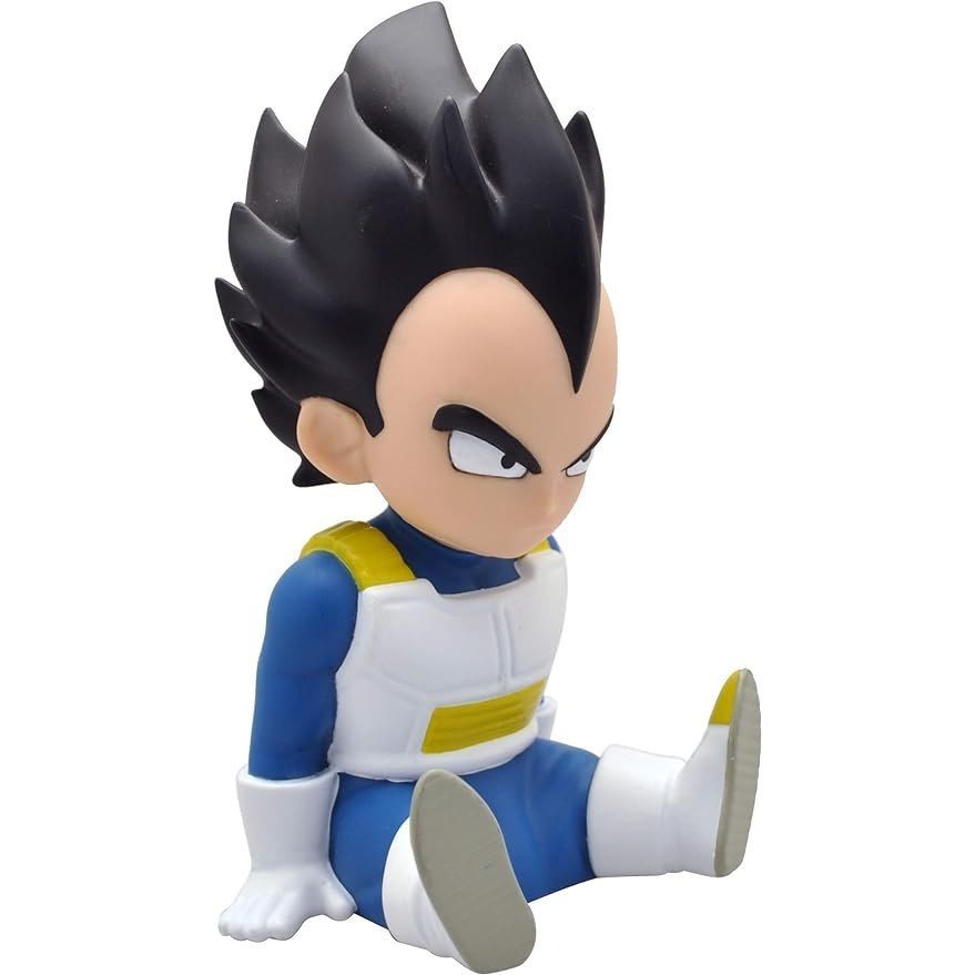 Plastoy skarbonka Dragon Ball Vegeta w pozycji siedzącej z niebieskim strojem i białą zbroją