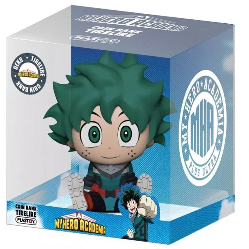 Skarbonka My Hero Academia Deku figurka postaci z zielonymi włosami i strojem superbohatera