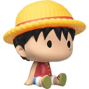 Skarbonka One Piece Chibi Luffy plastikowa figurka z żółtym kapeluszem i czerwoną kamizelką