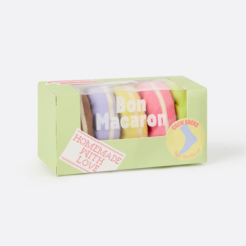 Kolorowe skarpetki Bon Macaron w zestawie w pastelowym opakowaniu od WABOBA AB