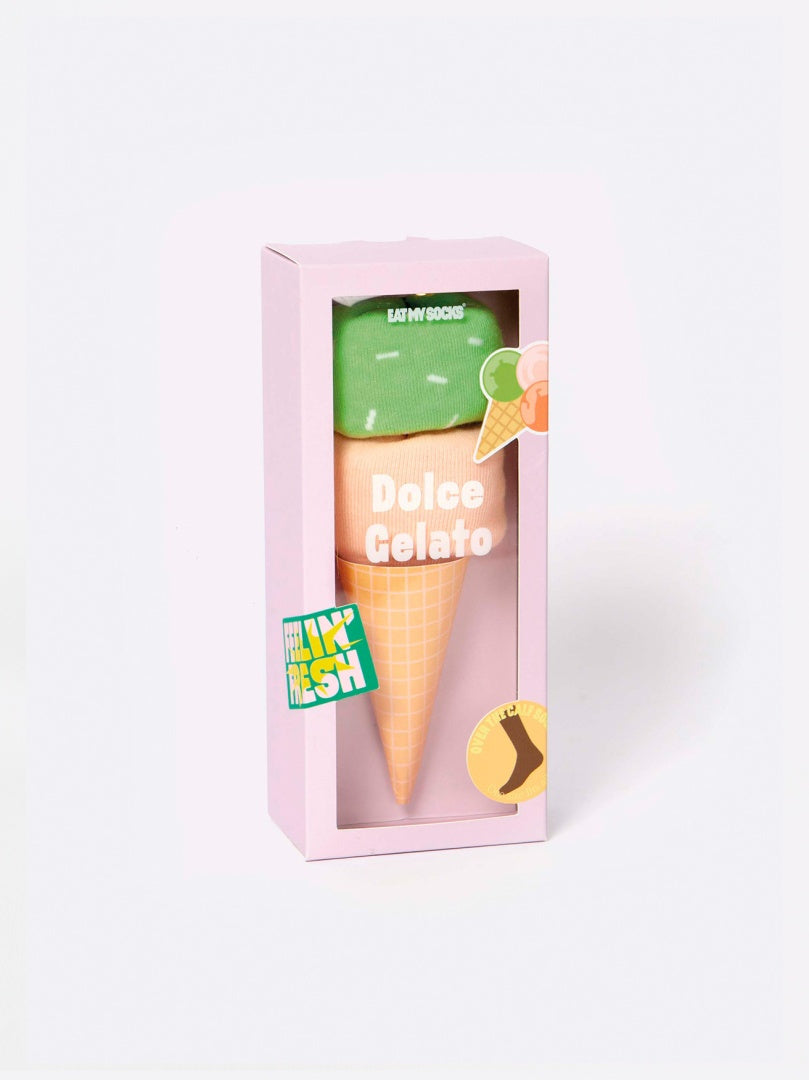 Skarpetki w kształcie lodów Dolce Gelato w różowym opakowaniu od WABOBA AB