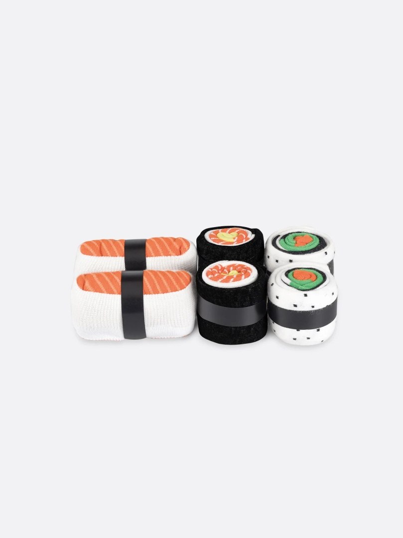 Skarpetki sushi box od WABOBA AB w zestawie z motywem różnych kawałków sushi