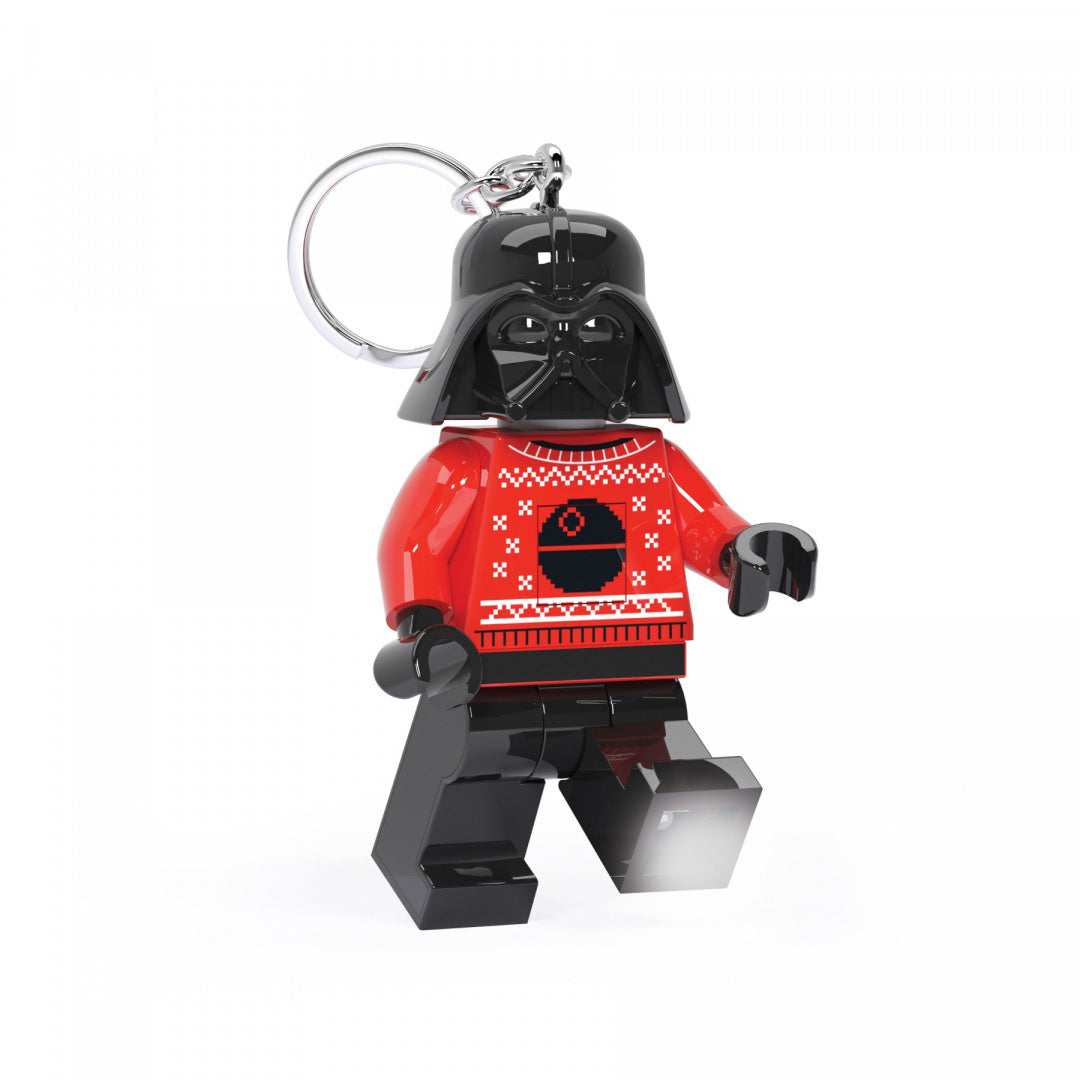 brelok LEGO Star Wars Darth Vader z czarnym hełmem i czerwonym swetrem świątecznym z lampką