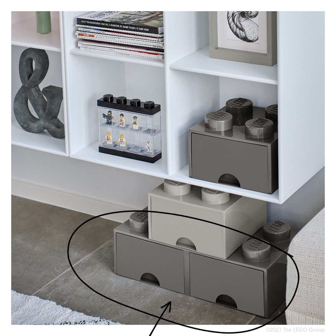 Szuflada LEGO dla dzieci w kształcie dużej klockowej kostki z miejscem na zabawki i przedmioty