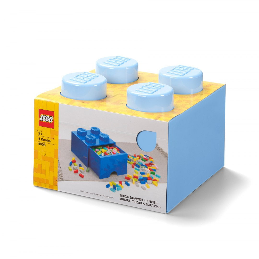 Szuflada LEGO Brick 4 jasnoniebieska w kształcie klocka LEGO z czterema uchwytami