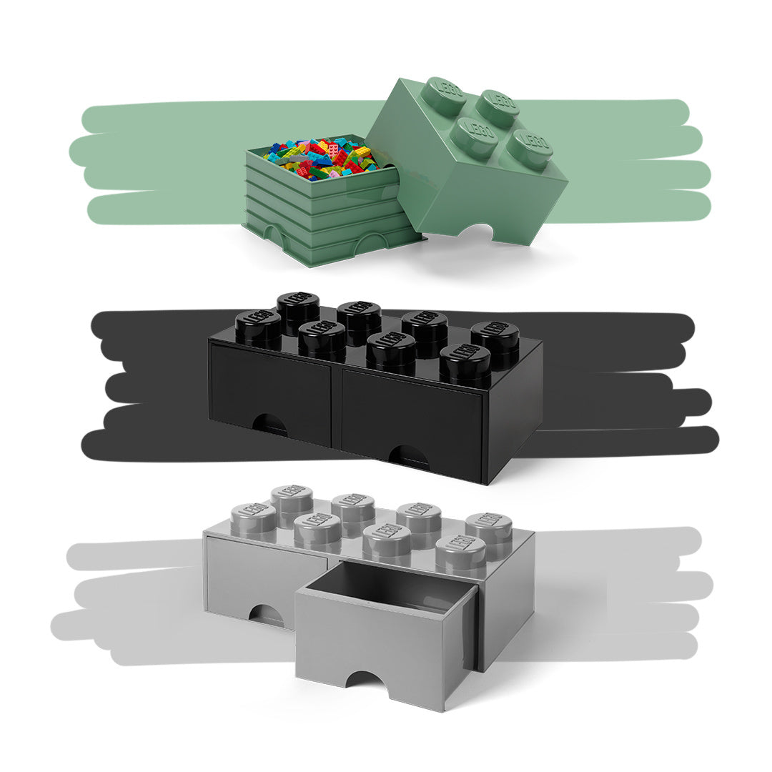 Szuflada LEGO Brick 8 czarna w kształcie klocka do przechowywania zabawek i akcesoriów