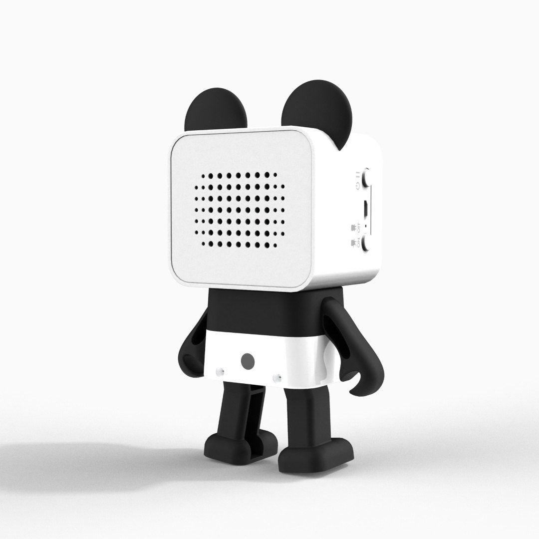 tańczący głośnik bezprzewodowy panda w czarno-białym designie z uszami imitującymi pandę