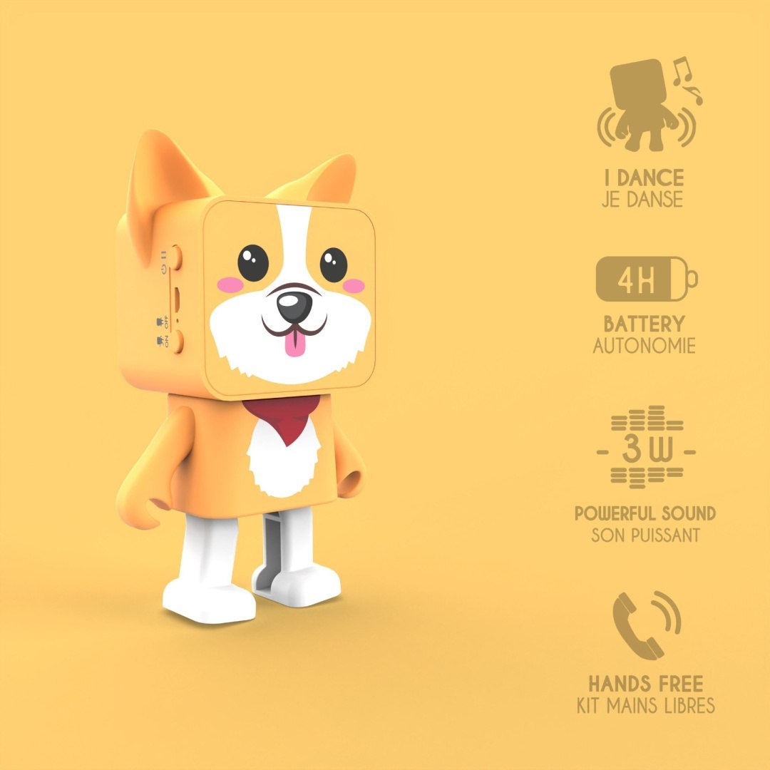 Głośnik bezprzewodowy corgi w kształcie uroczego psa z funkcją głośnomówiącą i 4 godzinami pracy na baterii