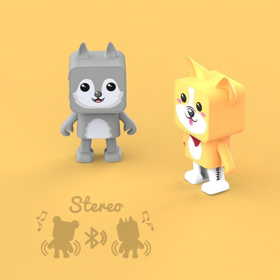 Głośnik bezprzewodowy corgi w kształcie żółtego i szarego psa do bezprzewodowego odtwarzania dźwięku