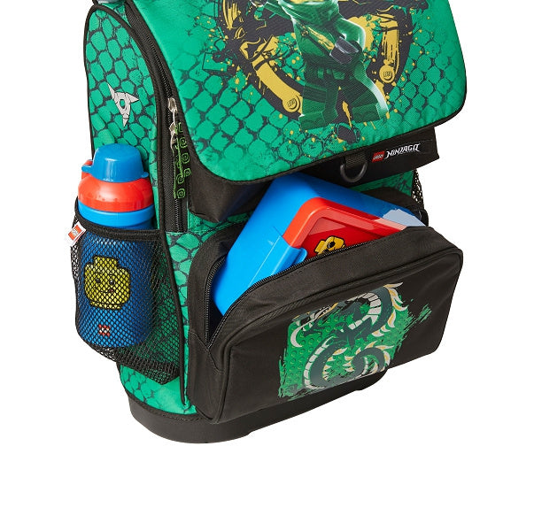 Tornister LEGO Ninjago Lloyd zielony z nadrukiem i boczną siateczką na bidon od Yamann