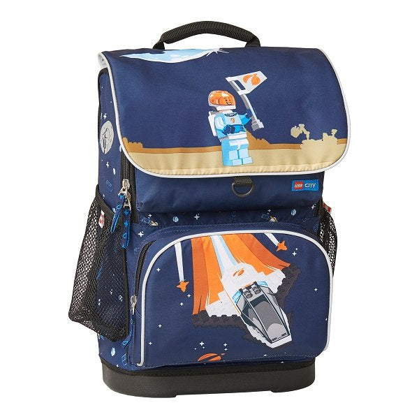Tornister LEGO City dla dzieci w granatowym kolorze z motywem kosmicznym i astronautą