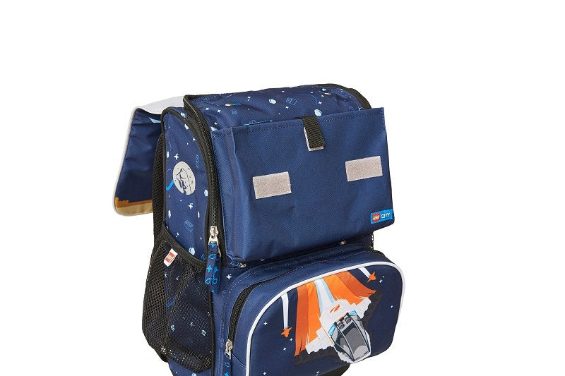 Tornister LEGO City dla dzieci w granatowym kolorze z motywem kosmosu i rakiety