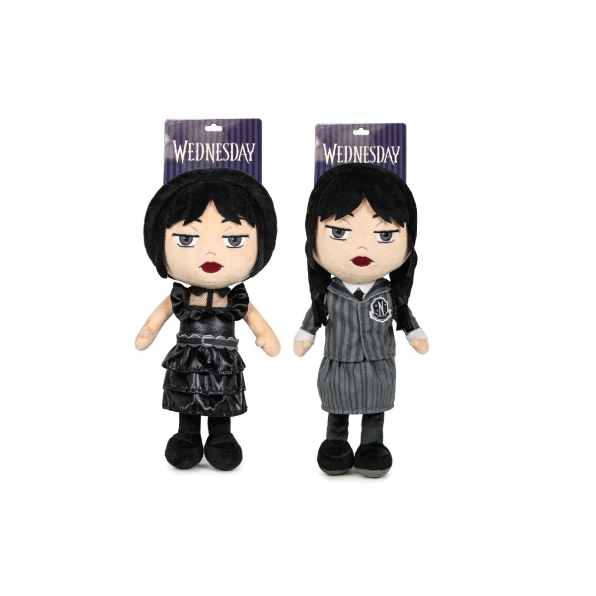 Dwie miękkie lalki Wednesday 32 cm w czarnych strojach od BV JACOB COMPANY