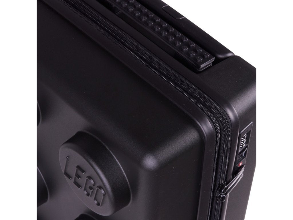 Czarna walizka LEGO czarna z teksturowanym uchwytem i zamkiem szyfrowym od Yamann