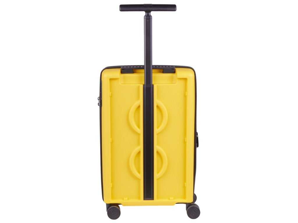 walizka LEGO żółta z teleskopową rączką i czterema kółkami do łatwego prowadzenia