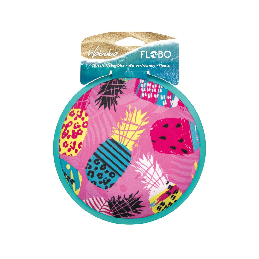 Kolorowe frisbee wodne dla dzieci z wzorem ananasów na różowym tle od BV JACOB COMPANY