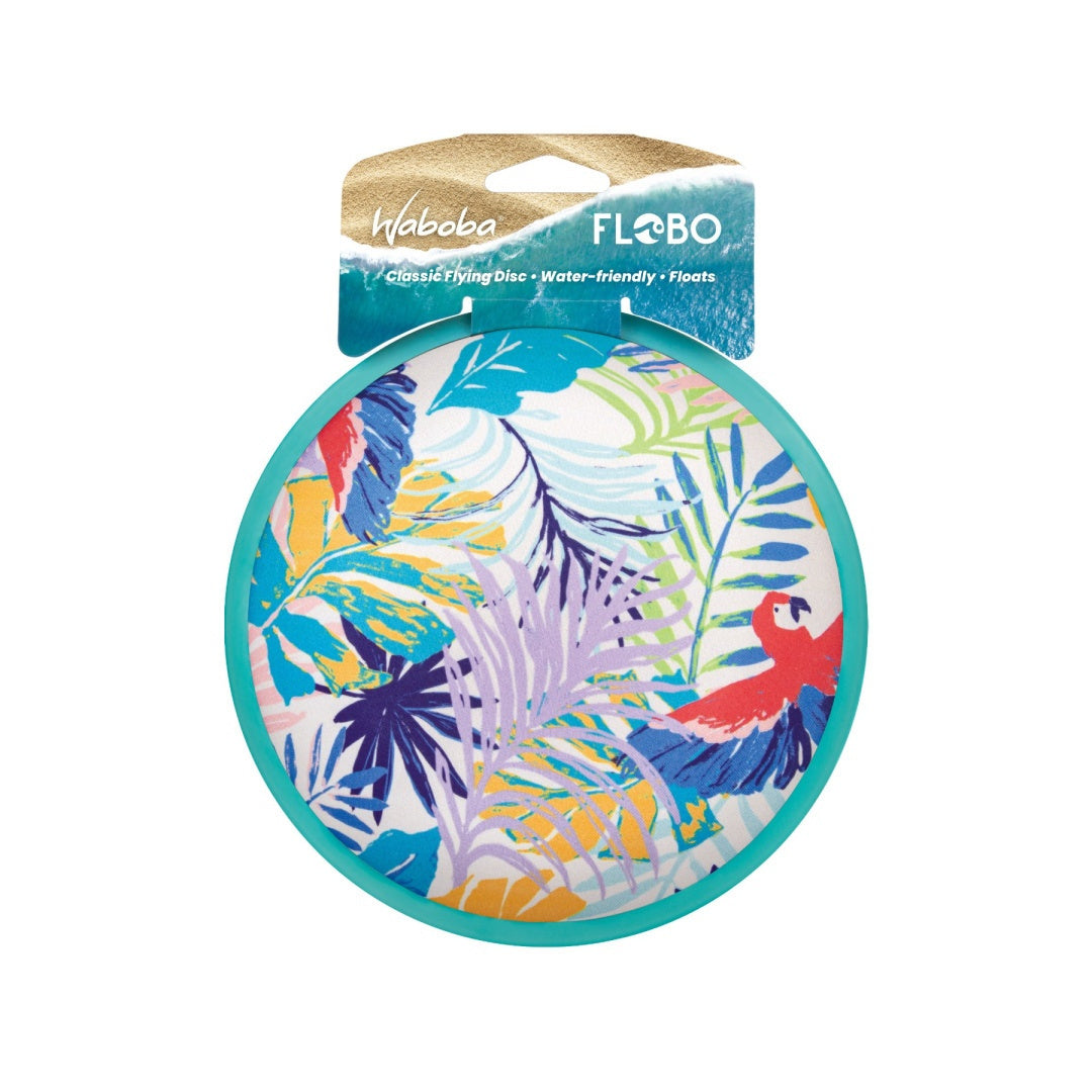 Kolorowe frisbee wodne dla dzieci z tropikalnym wzorem i niebieską obwódką od BV JACOB COMPANY