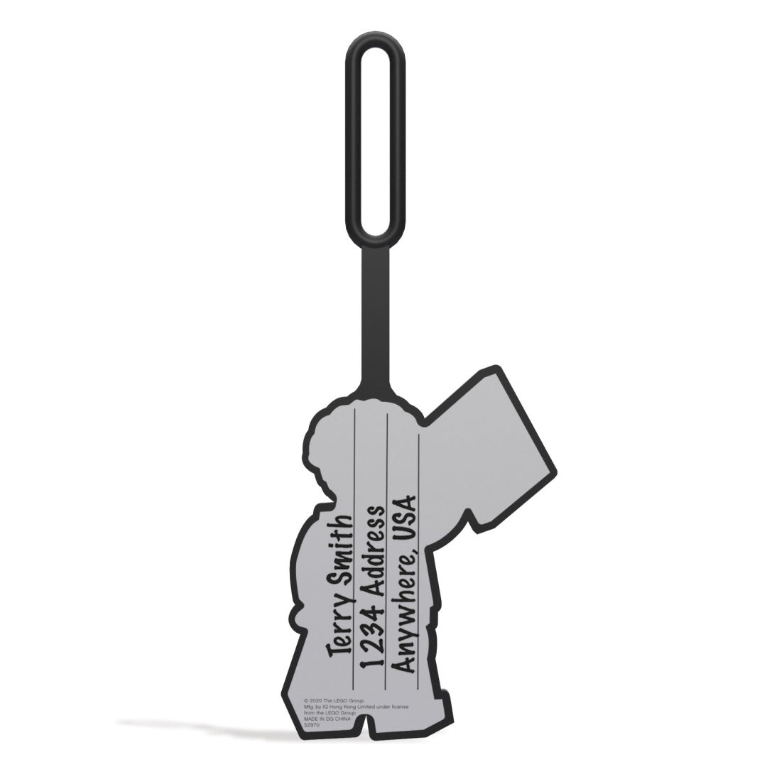 Zawieszka LEGO chirurg w kształcie mini figurki z miejscem na dane kontaktowe
