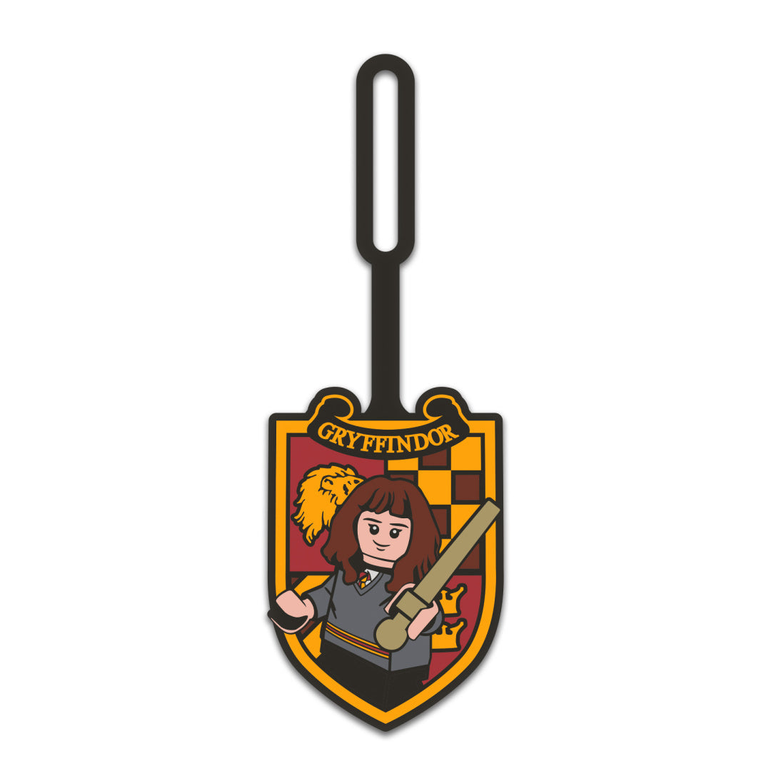 Zawieszka do plecaka Harry Potter z herbem Gryffindor i postacią Hermiony w stylu LEGO