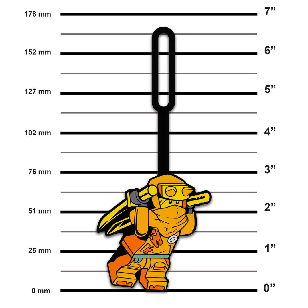 Zawieszka do plecaka LEGO Ninjago przedstawiająca pomarańczowego wojownika z mieczem