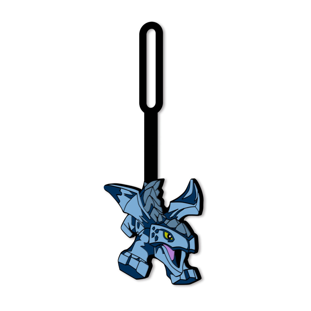 Kolorowa zawieszka LEGO Ninjago Riyu przedstawiająca niebieskiego smoka z czarnym paskiem