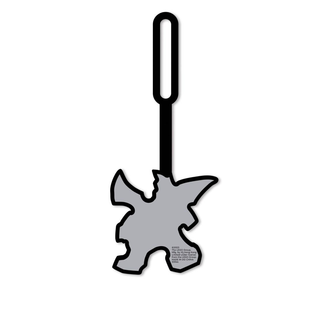 Szara zawieszka LEGO Ninjago Riyu z czarnym paskiem do przypięcia i zawieszenia