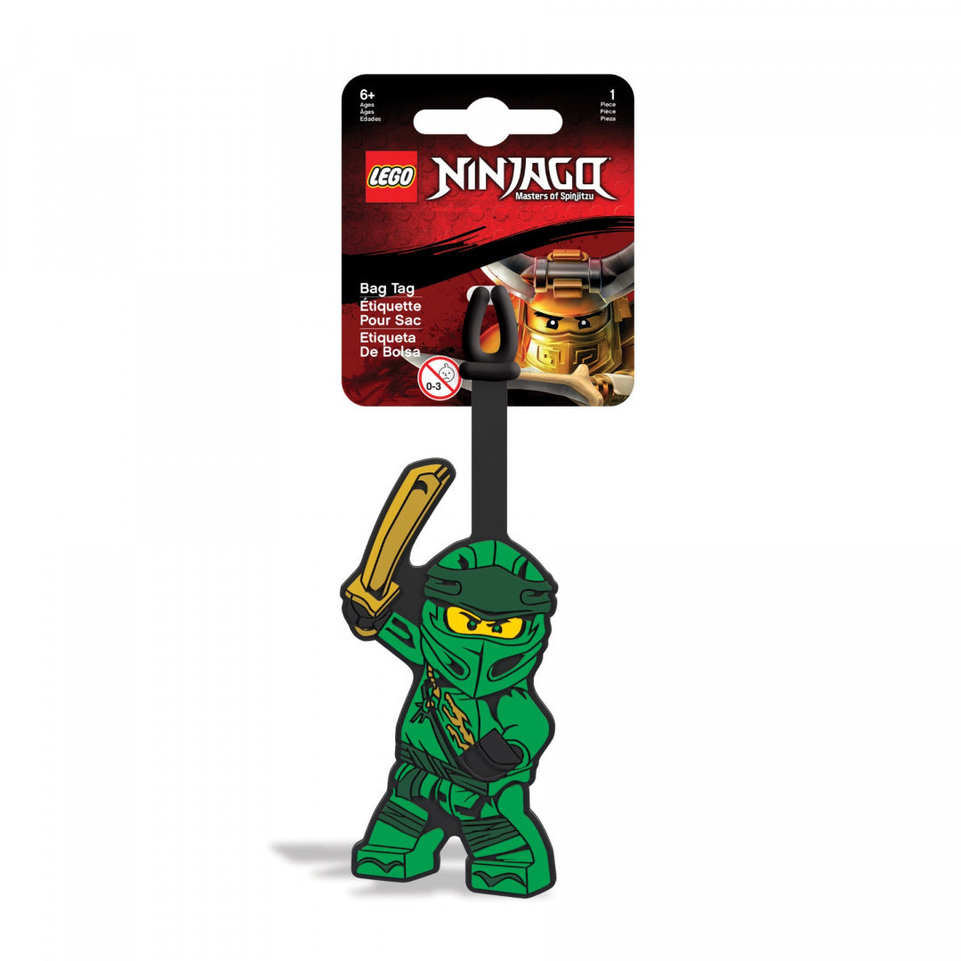 Zawieszka LEGO Ninjago Lloyd w zielonym stroju z mieczem na bagaż od BV JACOB COMPANY