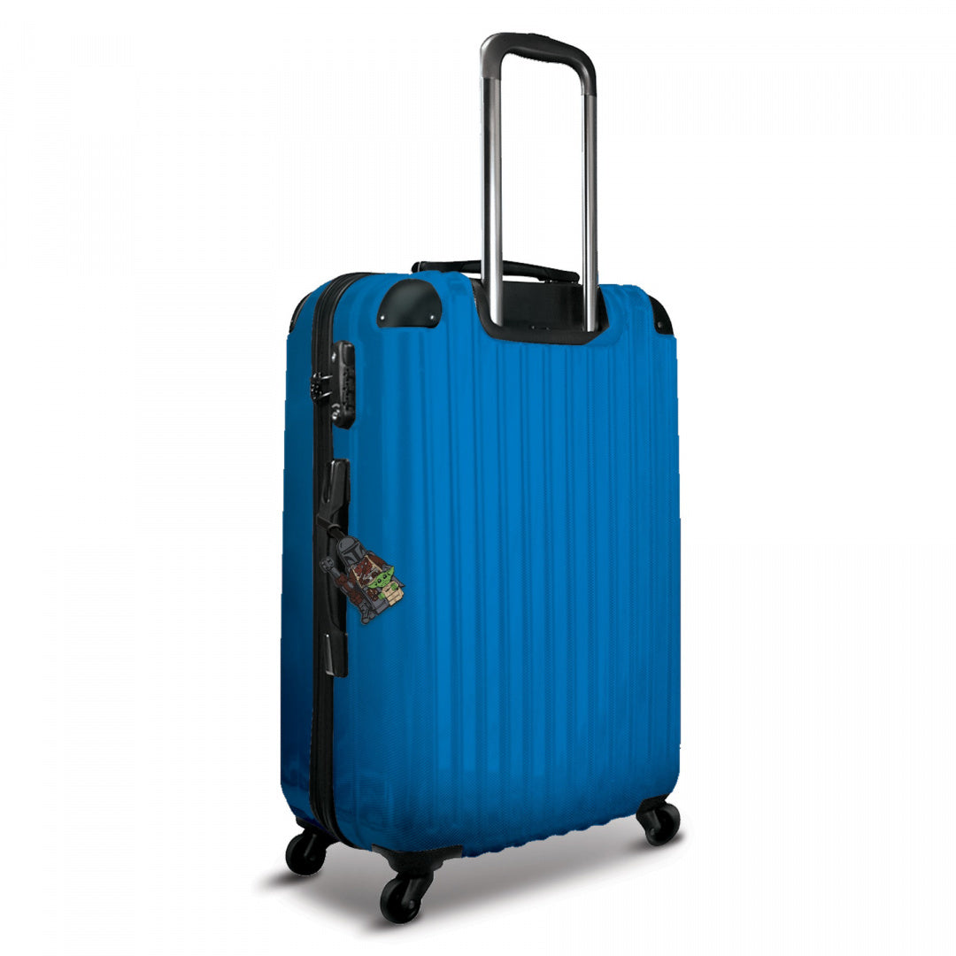 Niebieska walizka z uchwytem i zawieszką do bagażu LEGO Star Wars Mandalorian od BV JACOB COMPANY