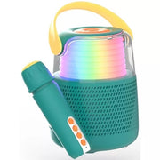 Zestaw do karaoke niebieski z mikrofonem i kolorowym podświetleniem mobilny głośnik przenośny