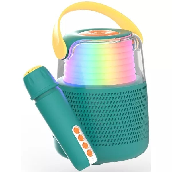 Zestaw do karaoke niebieski z mikrofonem i kolorowym podświetleniem mobilny głośnik przenośny