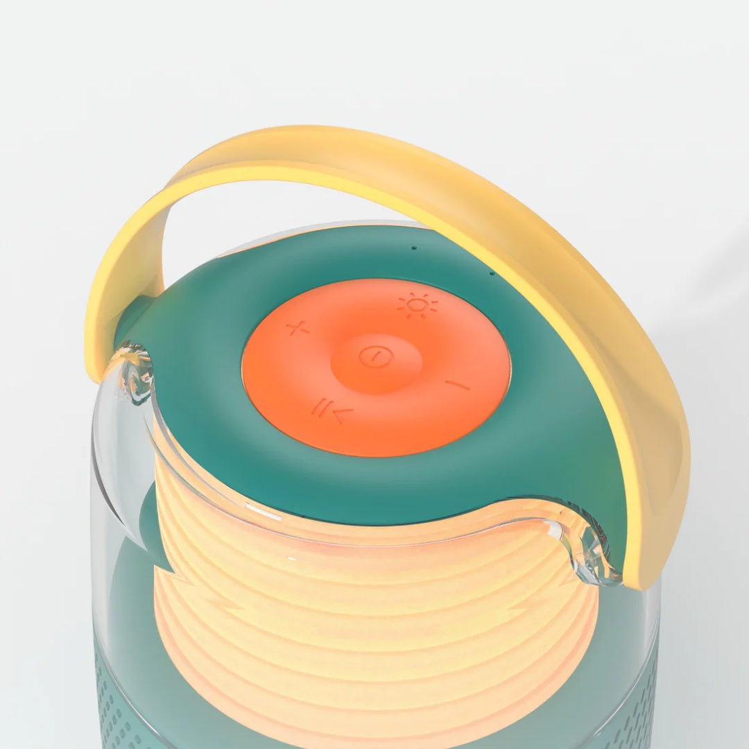 Zestaw do karaoke niebieski z pomarańczowymi przyciskami i żółtym uchwytem MOB