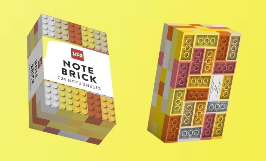 Karteczki LEGO żółte w kształcie klocków z 224 arkuszami do zapisywania notatek