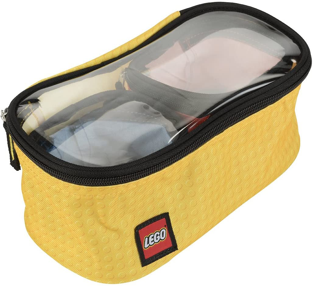 Żółty organizer LEGO na klocki z przezroczystą pokrywą i zamkiem od BV JACOB COMPANY